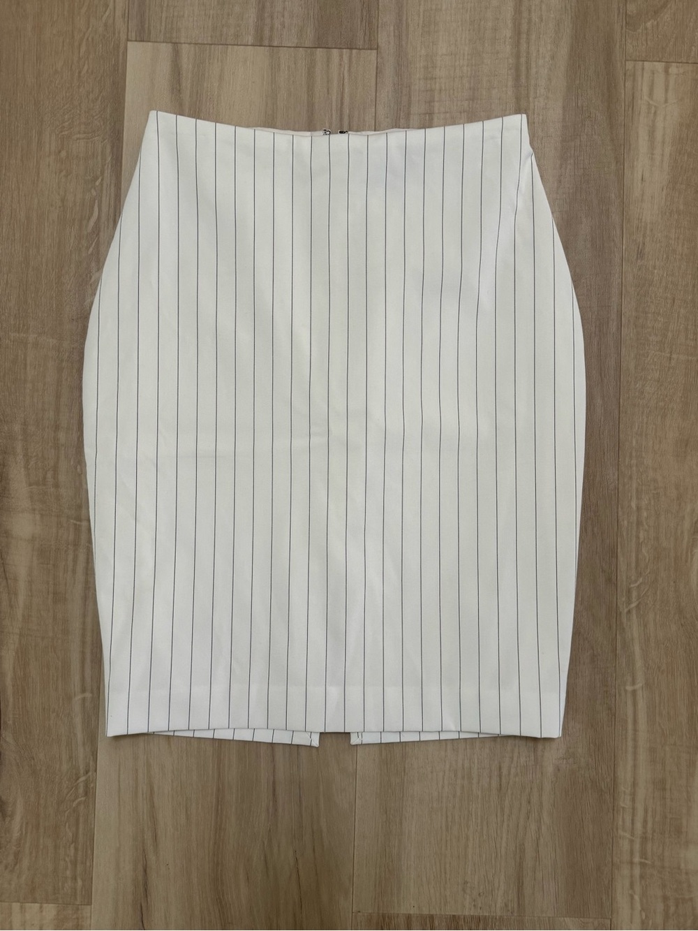 Express White Pencil Skirt with Black Pinstripes